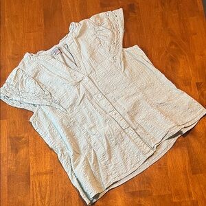 Falls Creek 100% Cotton Button-up Short Sleeve Top Size L